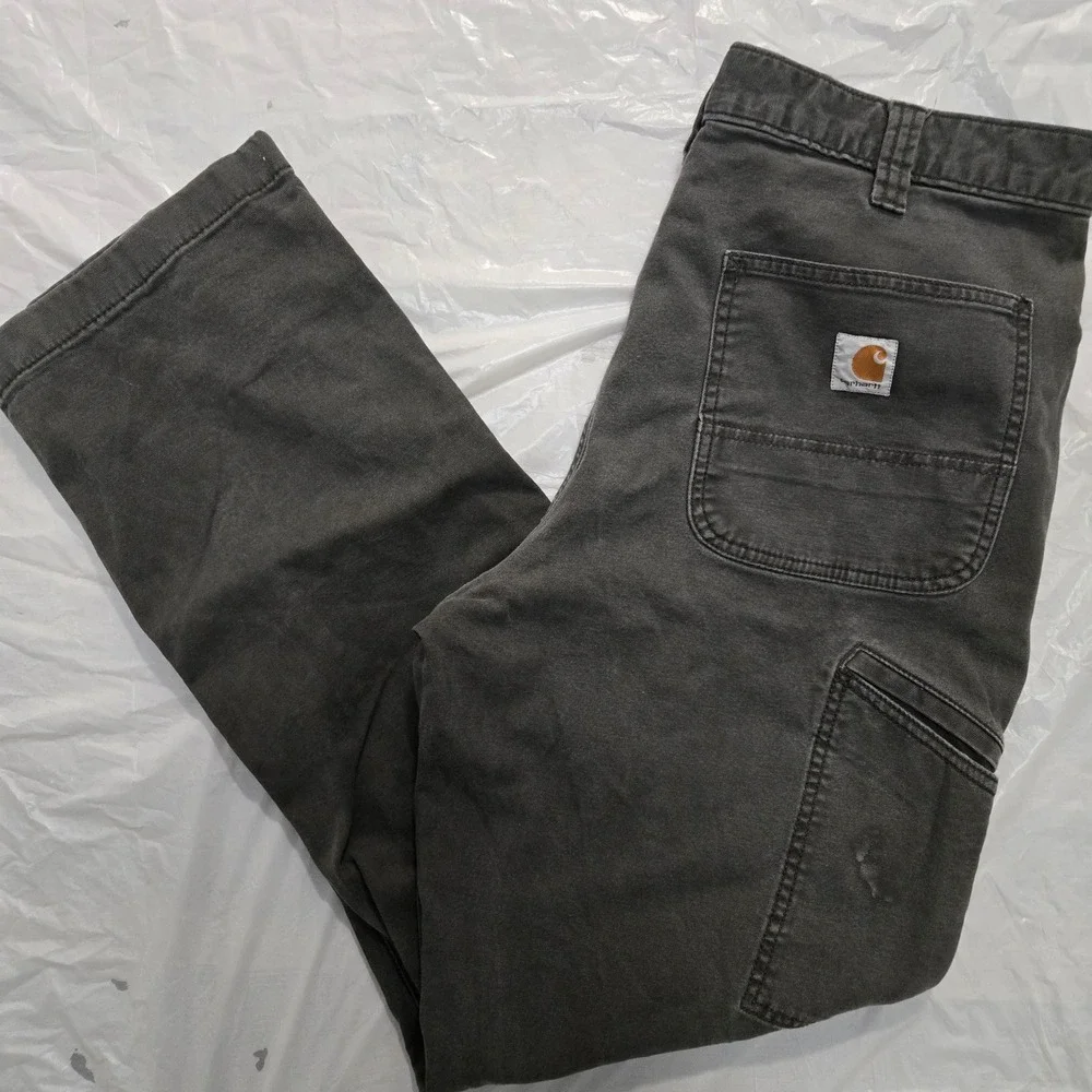 Carhartt Relaxed Fit Carpenter Pants Mens 36x32 Gray Cotton Duck Canvas Utility